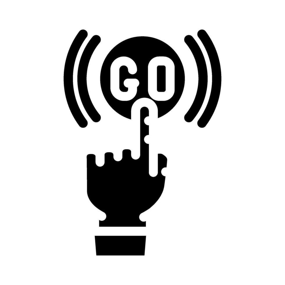 click and go app label product caution glyph icon illustration vector