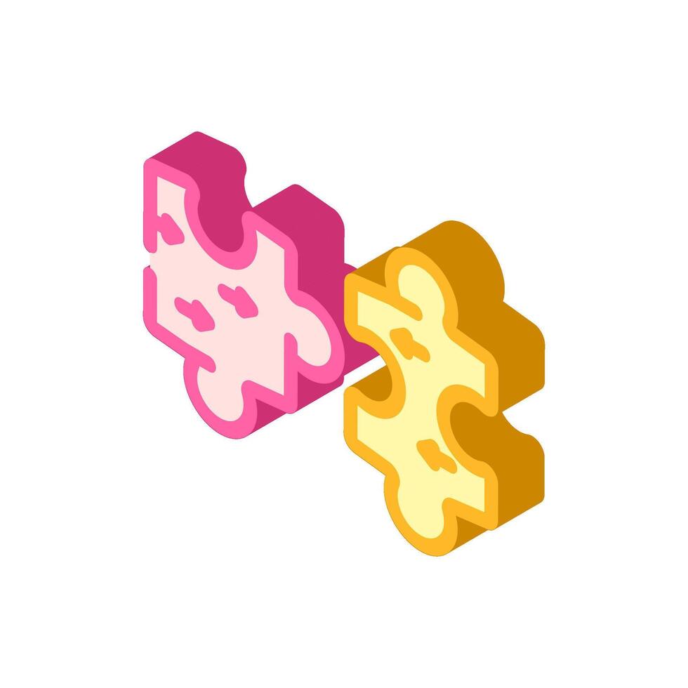 puzzle pieces coming together progress isometric icon illustration vector