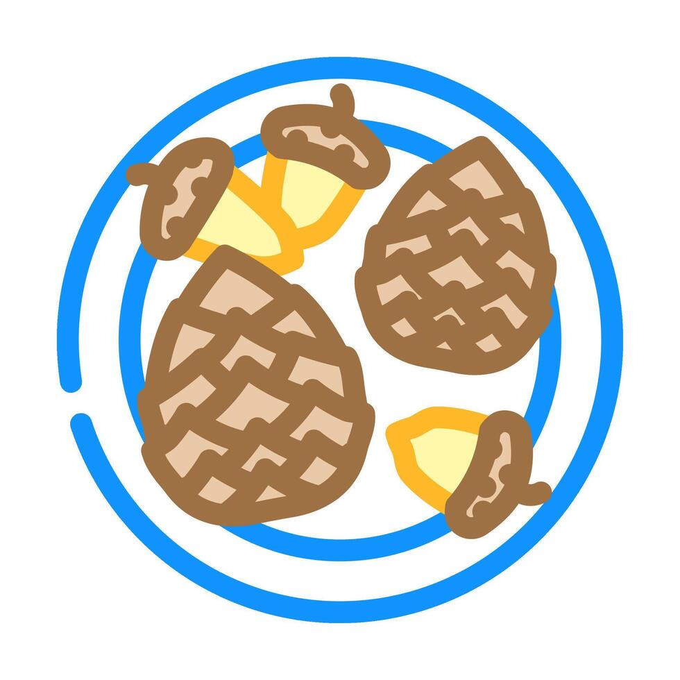 collecting pinecones acorns color icon illustration vector