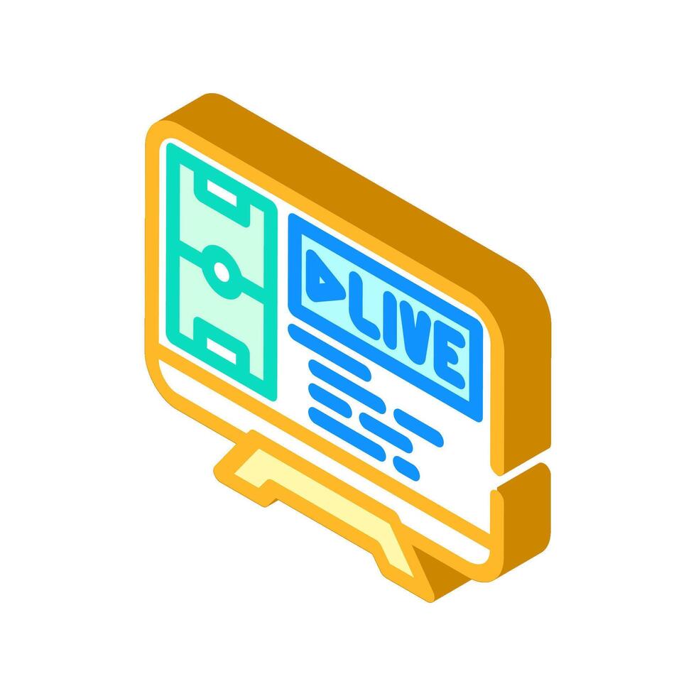 watching soccer live autumn isometric icon illustration vector