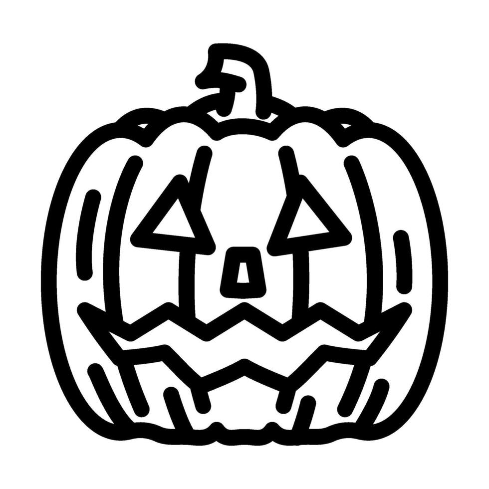 pumpkin carving autumn line icon illustration vector