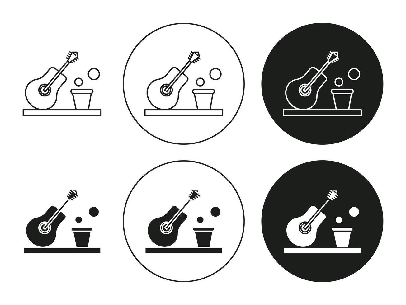 Busking flat line icon set. Busking Thin line illustration vector