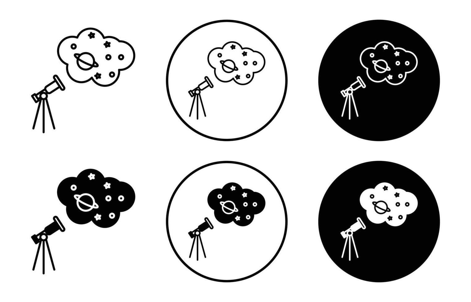 astronomy icon sign set in outline style graphics design vector