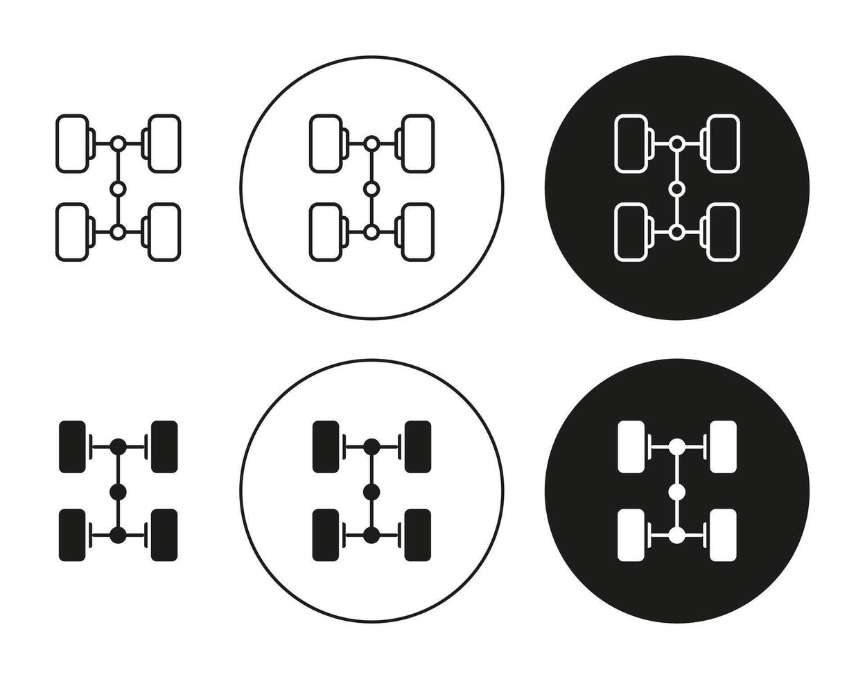car axle flat editable icon mark set. car axle illustration with thin stroke vector