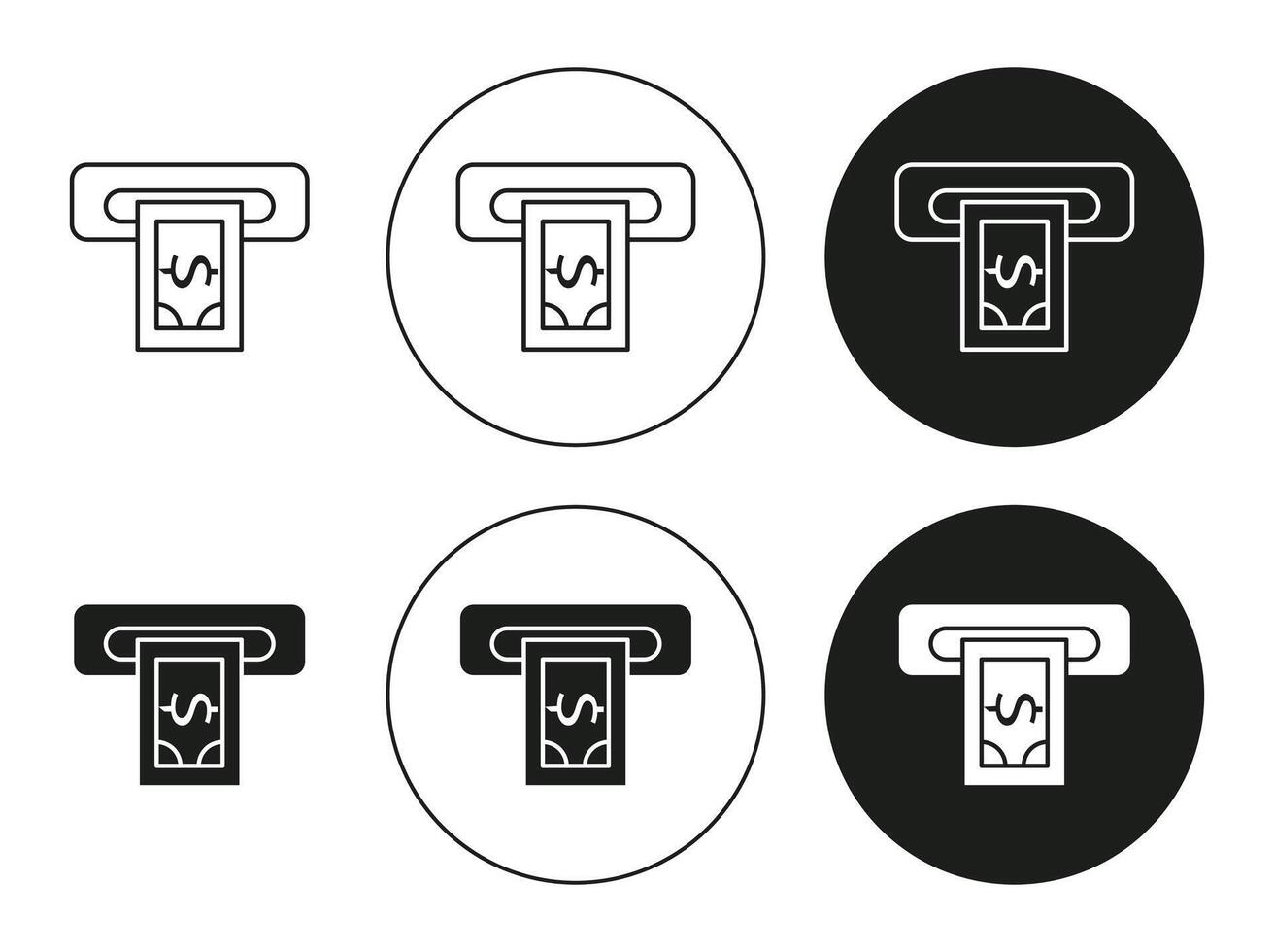 atm cash outlined icon contour line . atm cash flat and simple set design vector