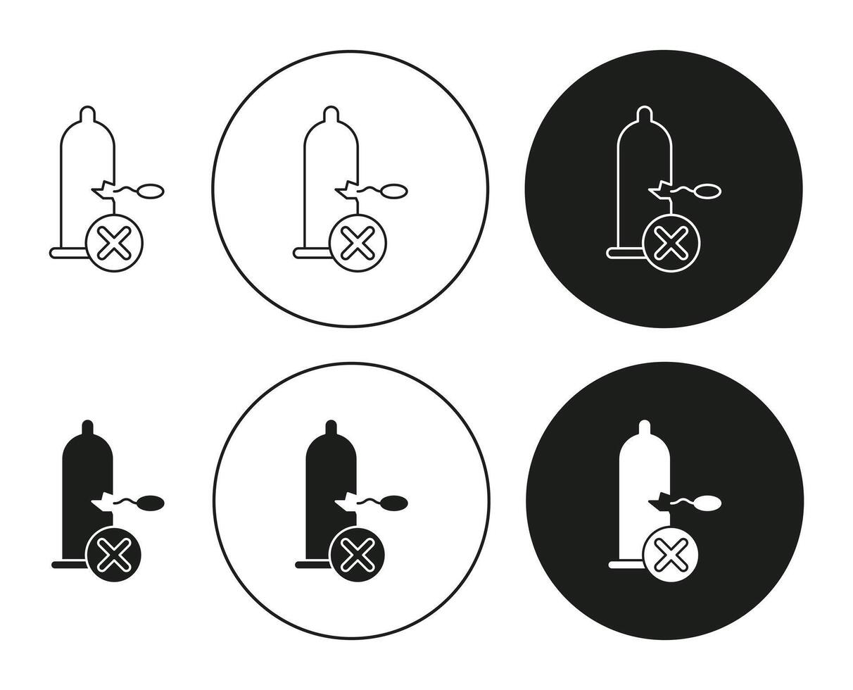 Broken condom line logo art icon mark. Broken condom outline drawing set vector