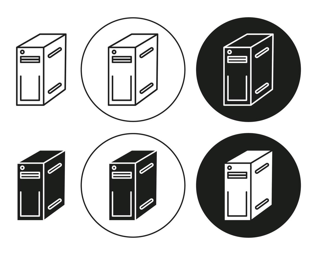 Computer Case linear thin line icon graphics. Computer Case set use for web ui or app vector