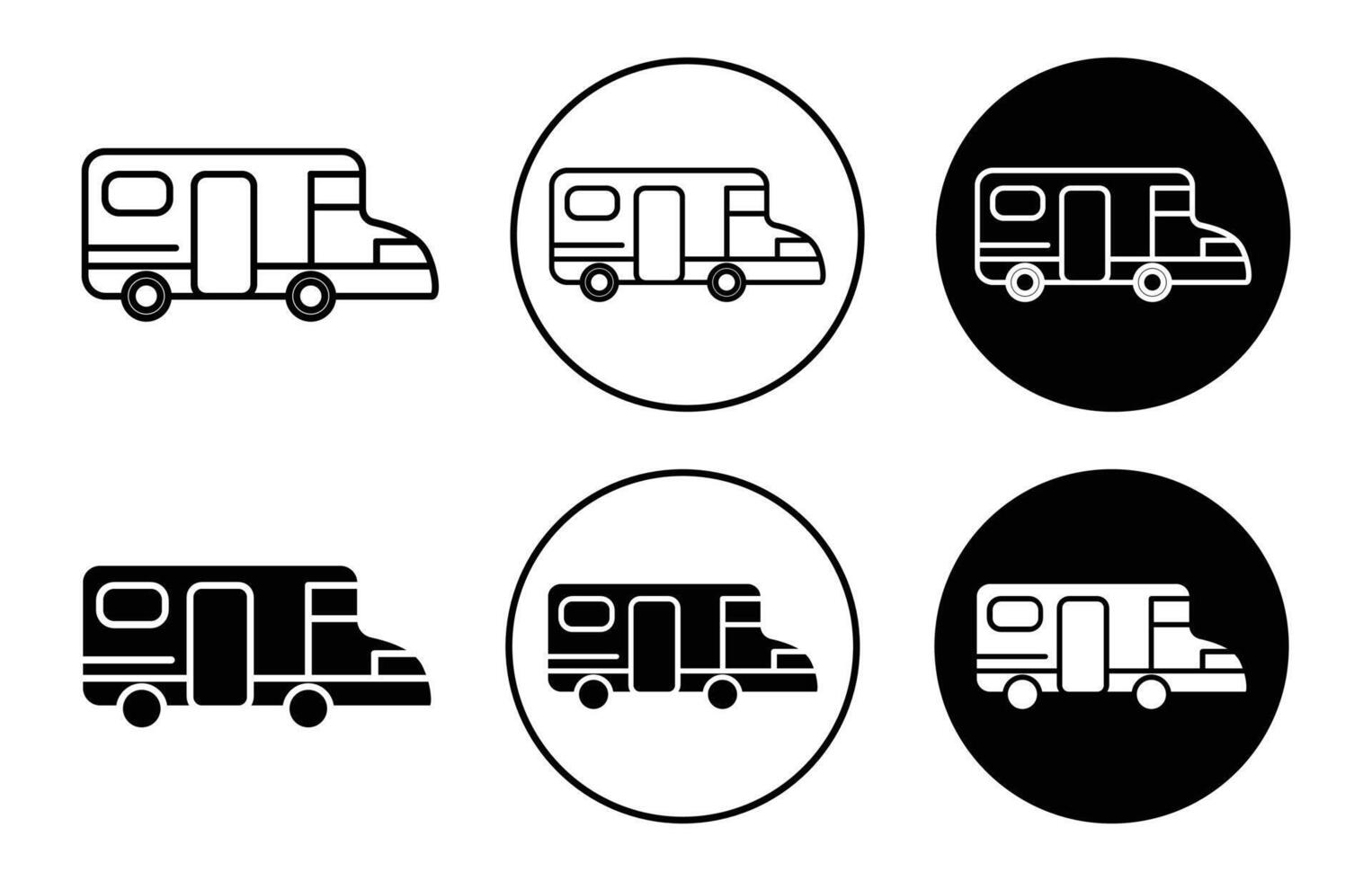 Caravan trailer flat line icon set. Caravan trailer Thin line illustration vector