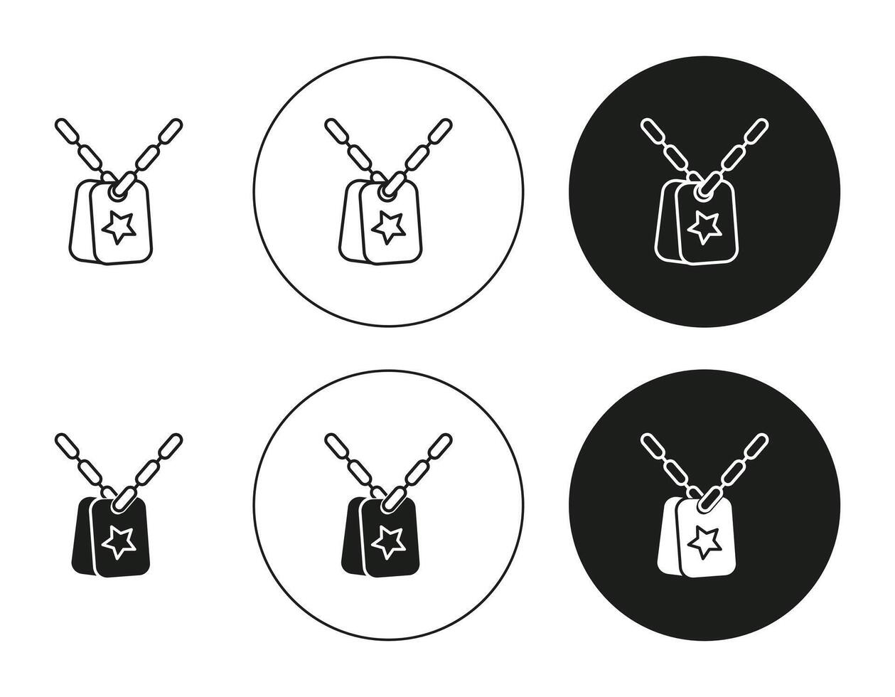 Dog tag flat editable icon mark set. Dog tag illustration with thin stroke vector
