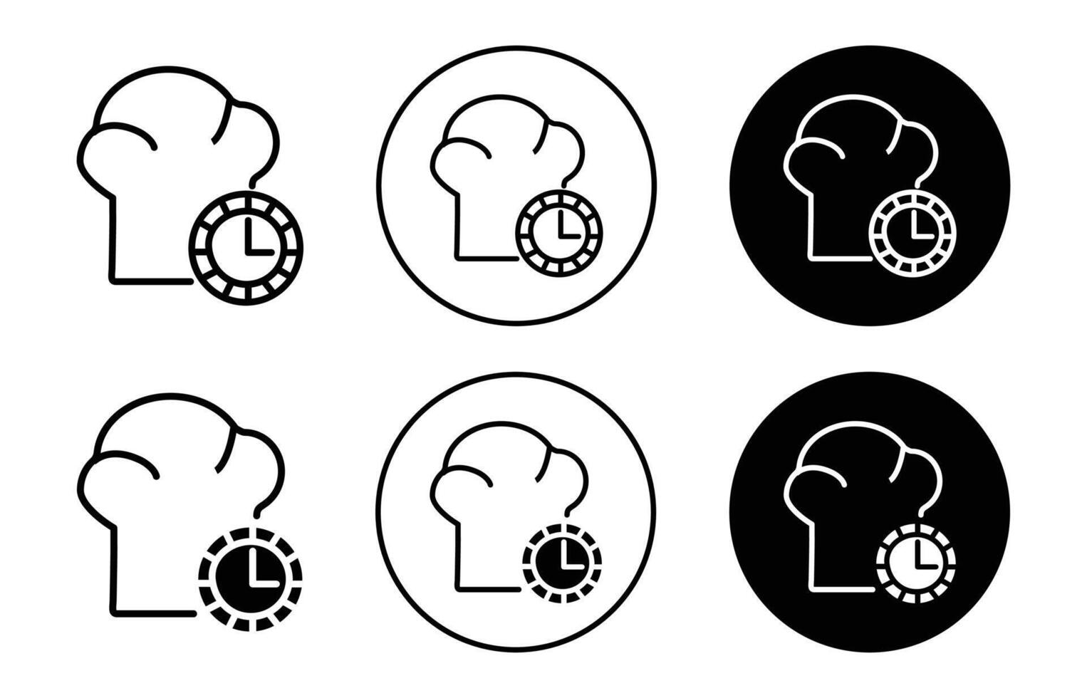 Cooking time flat line icon set. Cooking time Thin line illustration vector