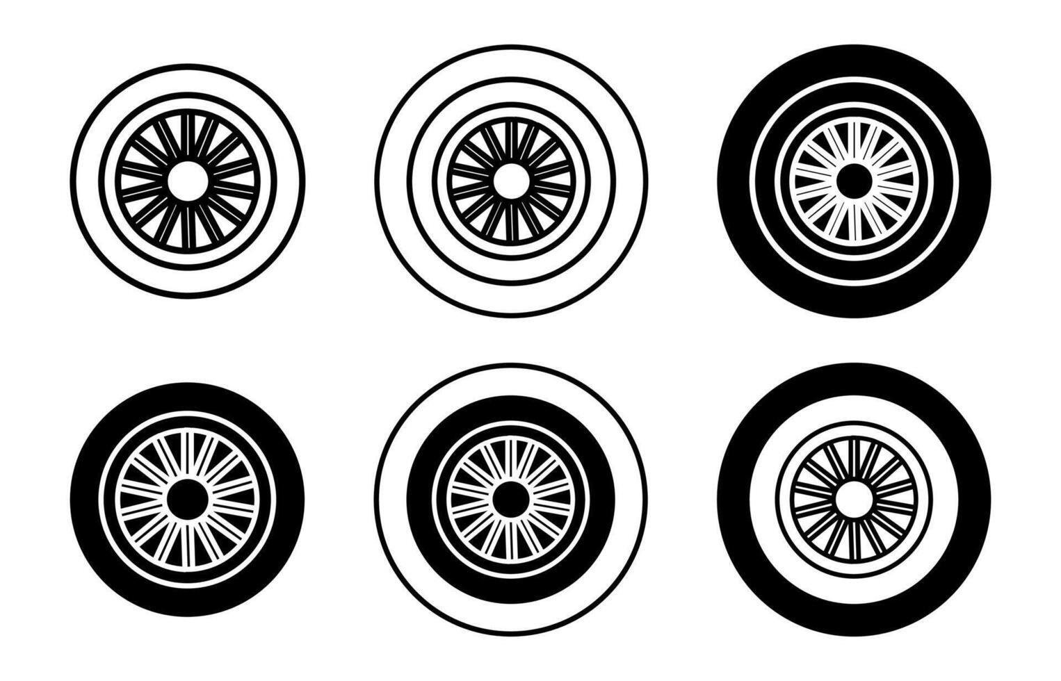 car wheel Line Art Logo set. car wheel Illustration vector