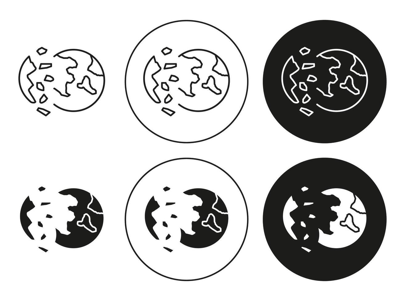 Destroyed planet icon mark set symbol for web application vector