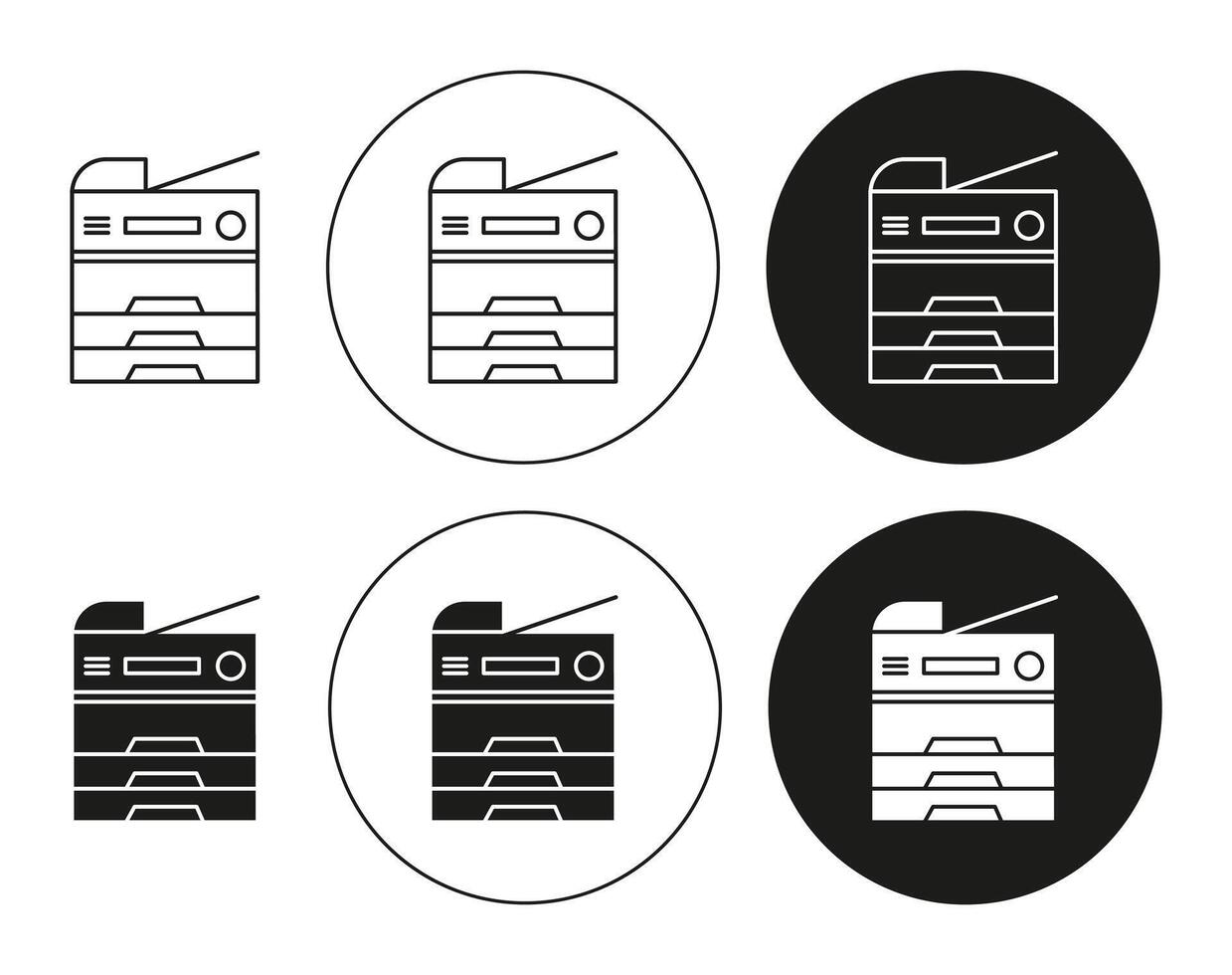 Copy Machine flat line icon collection. Copy Machine set in black and white color vector