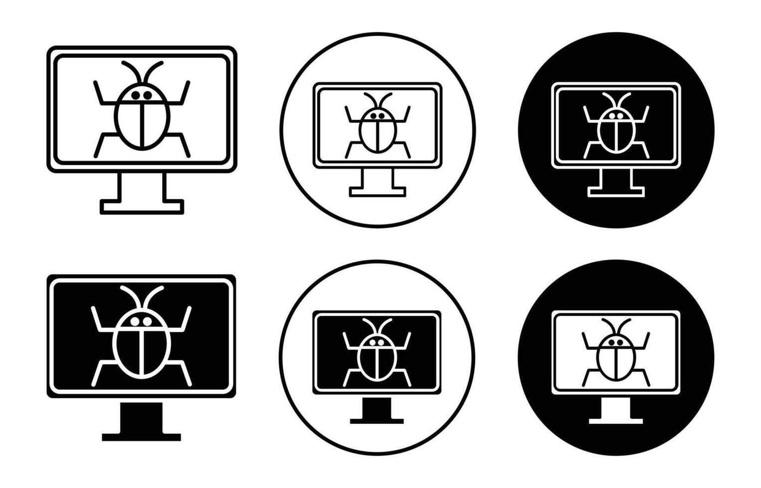computadora error contorno línea icono conjunto firmar para web aplicación vector