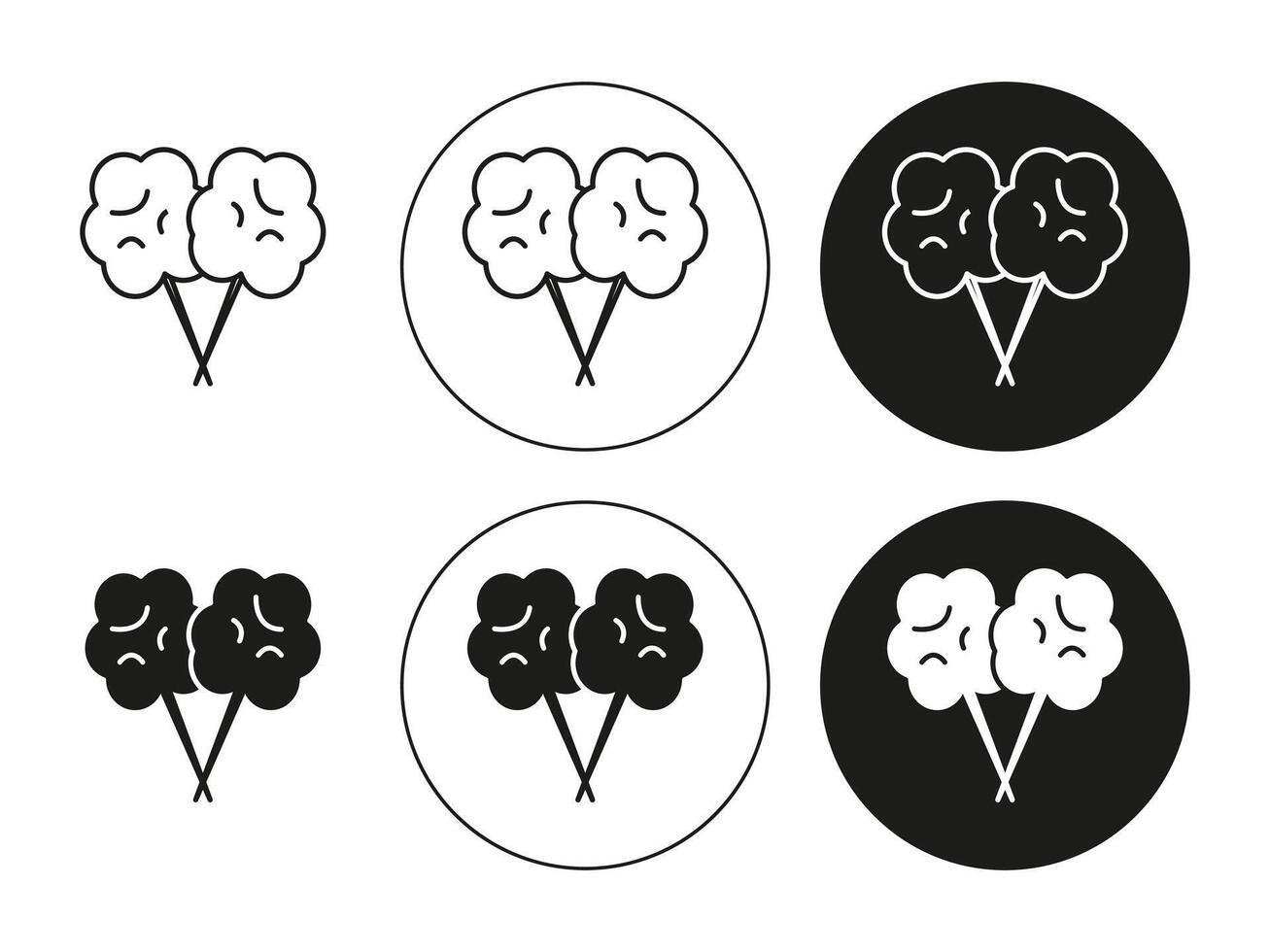 Cotton candy linear art icon set. Cotton candy mark for web vector