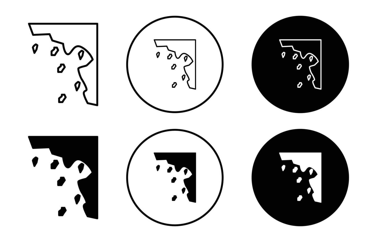 Cliff icon sign set in outline style graphics design vector