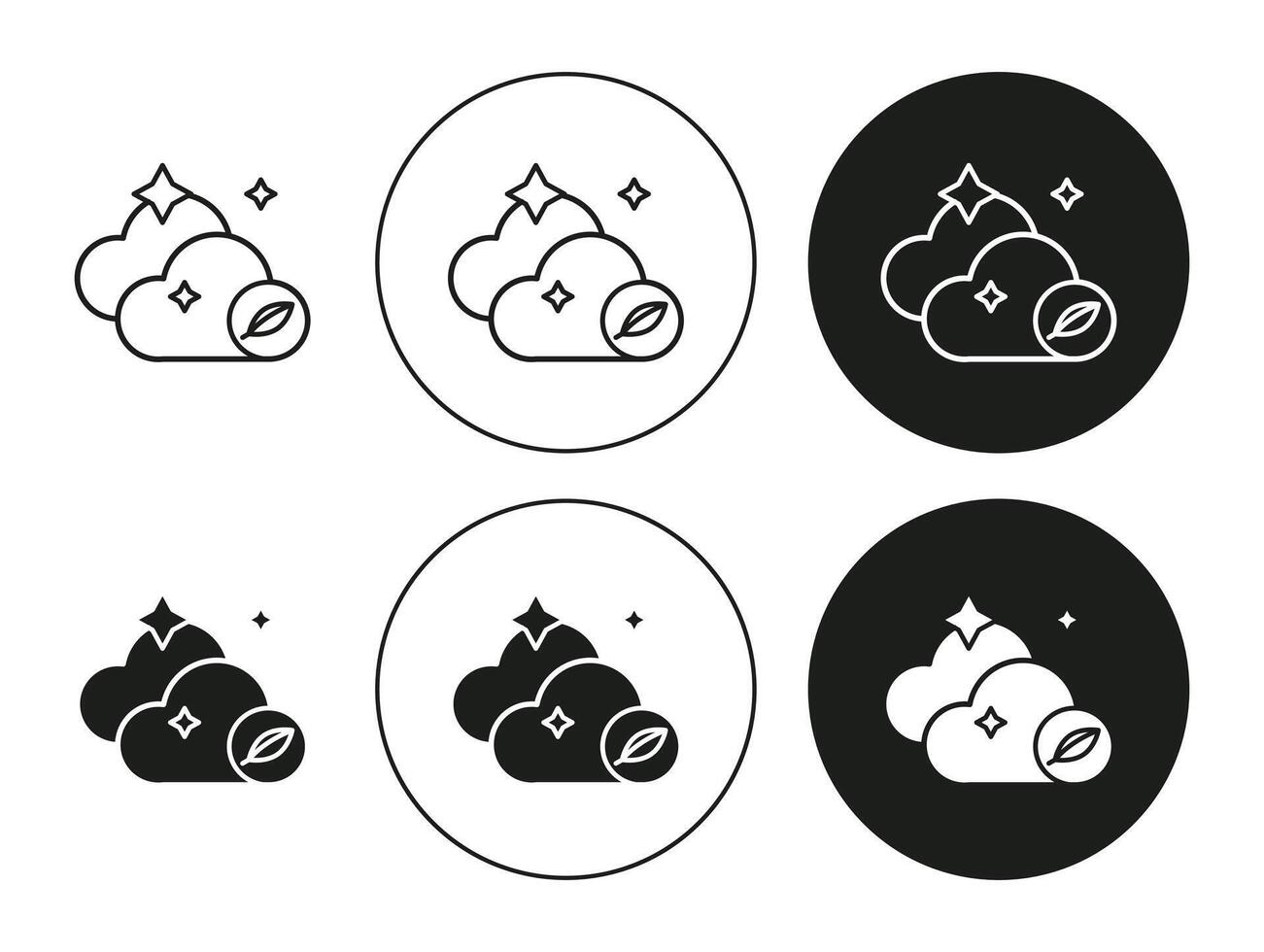 Clean Air flat line icon collection. Clean Air set in black and white color vector