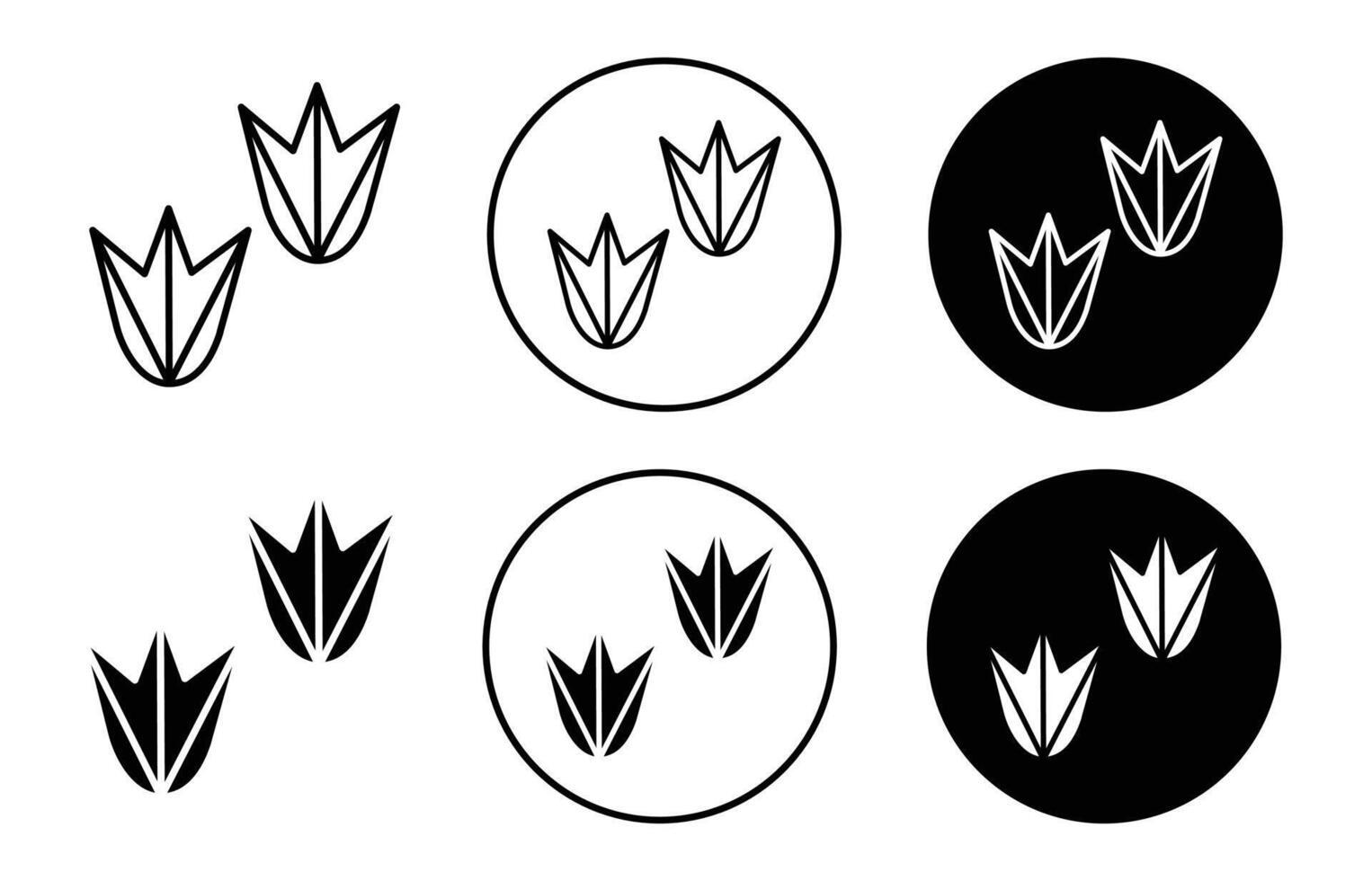 duck paw symbol icon sign collection in white and black vector
