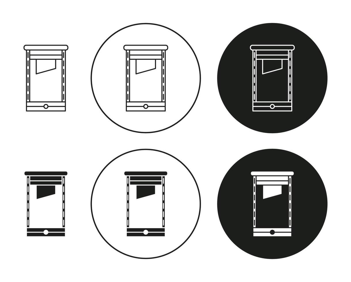 Guillotine line logo art icon mark. Guillotine outline drawing set vector