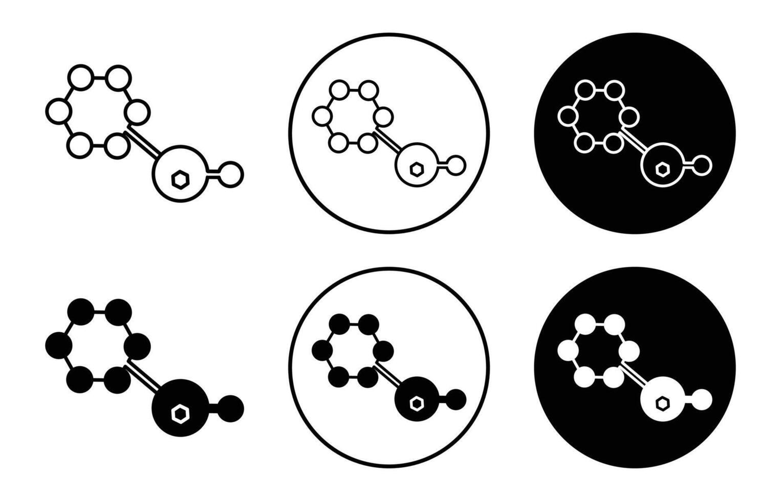 hormones symbol icon sign collection in white and black vector