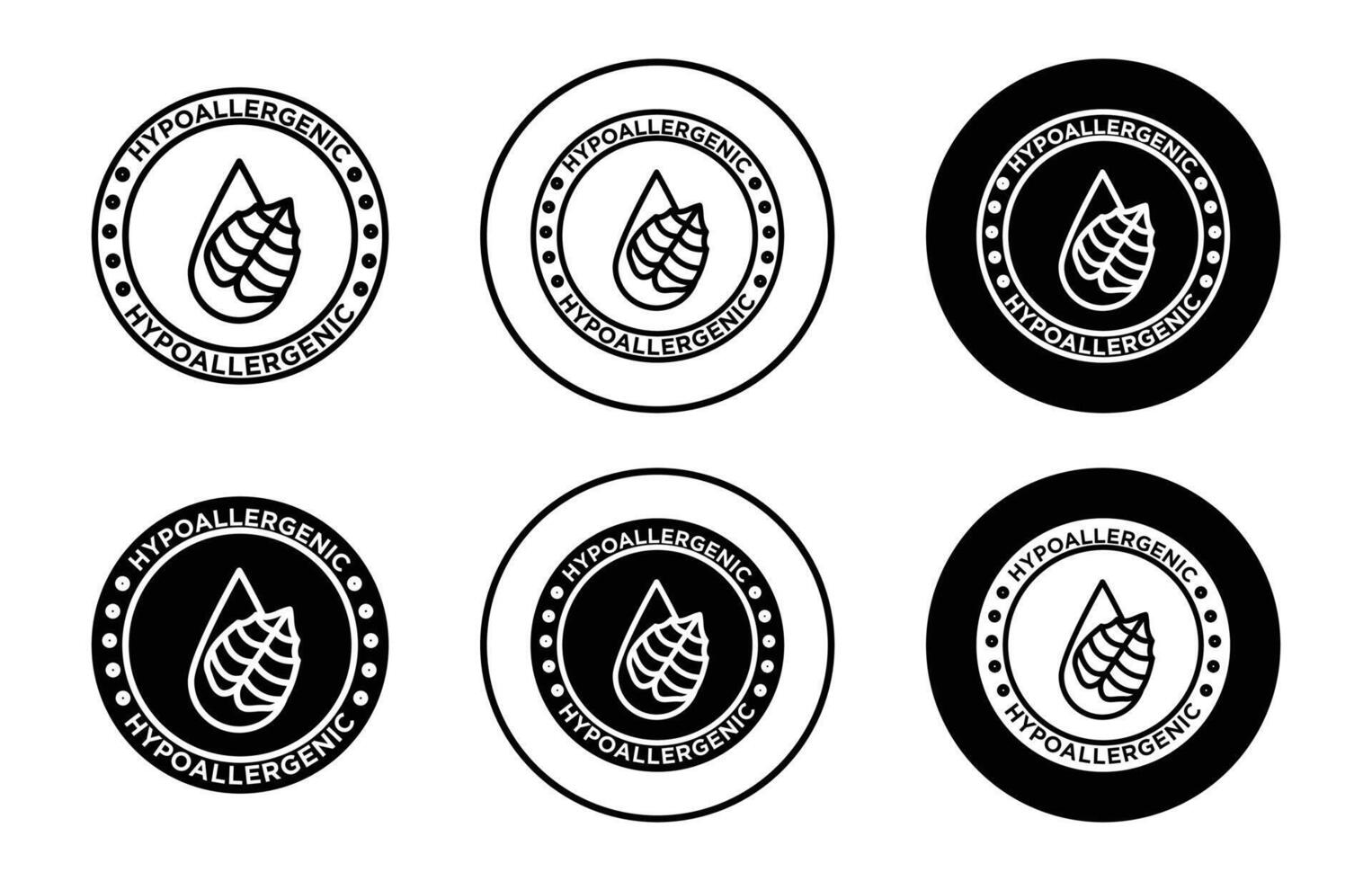 hypoallergenic tested simple icon collection set on white background color vector