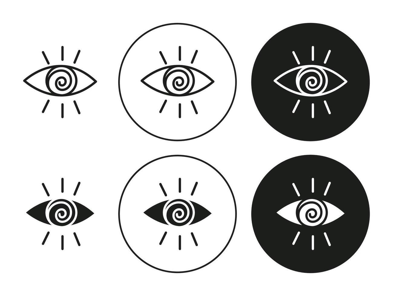 Hypnotic flat line icon set. Hypnotic Thin line illustration vector