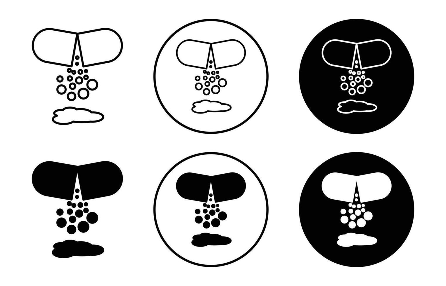 open capsule pill icon sign set in outline style graphics design vector