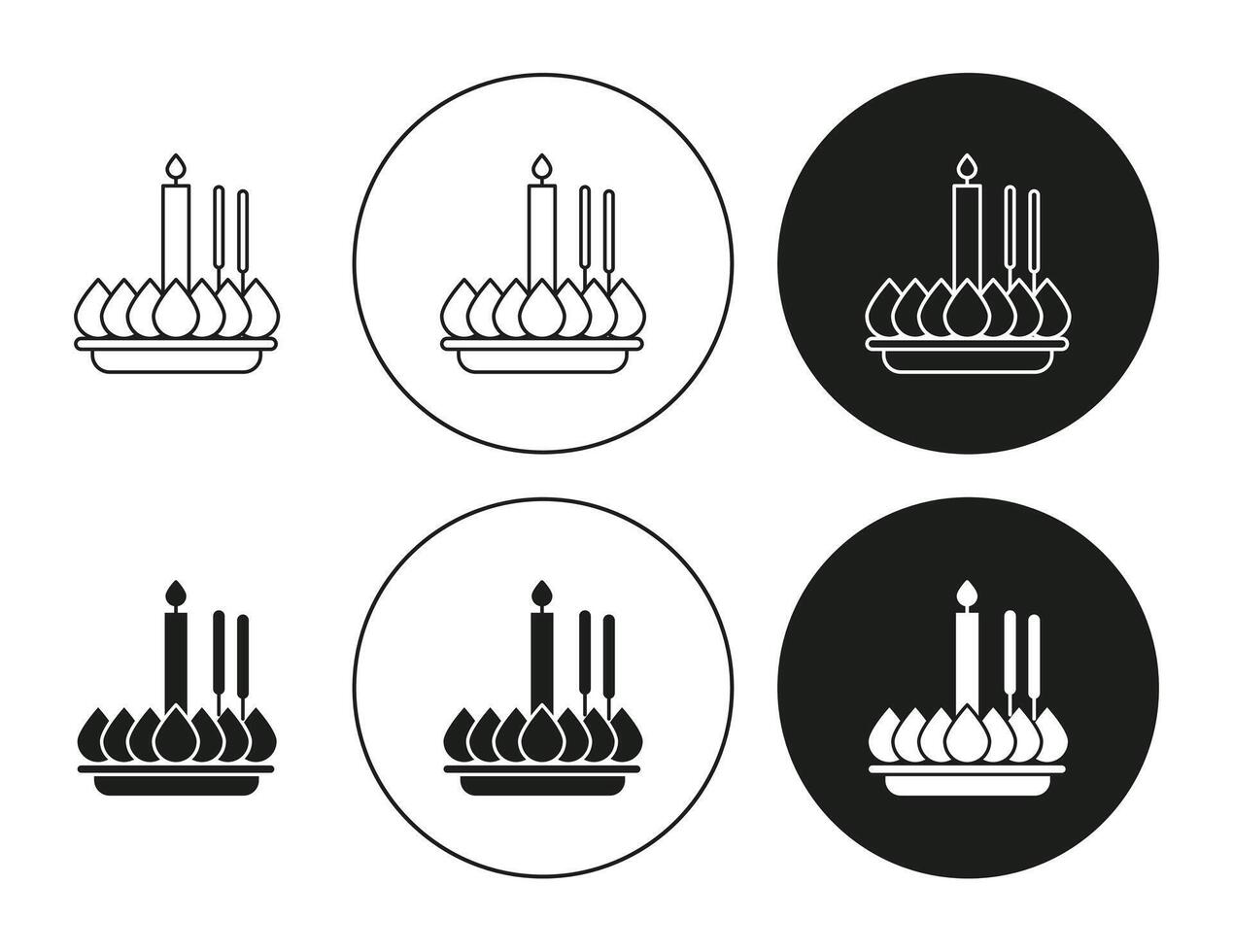 Loy krathong line logo art icon mark. Loy krathong outline drawing set vector