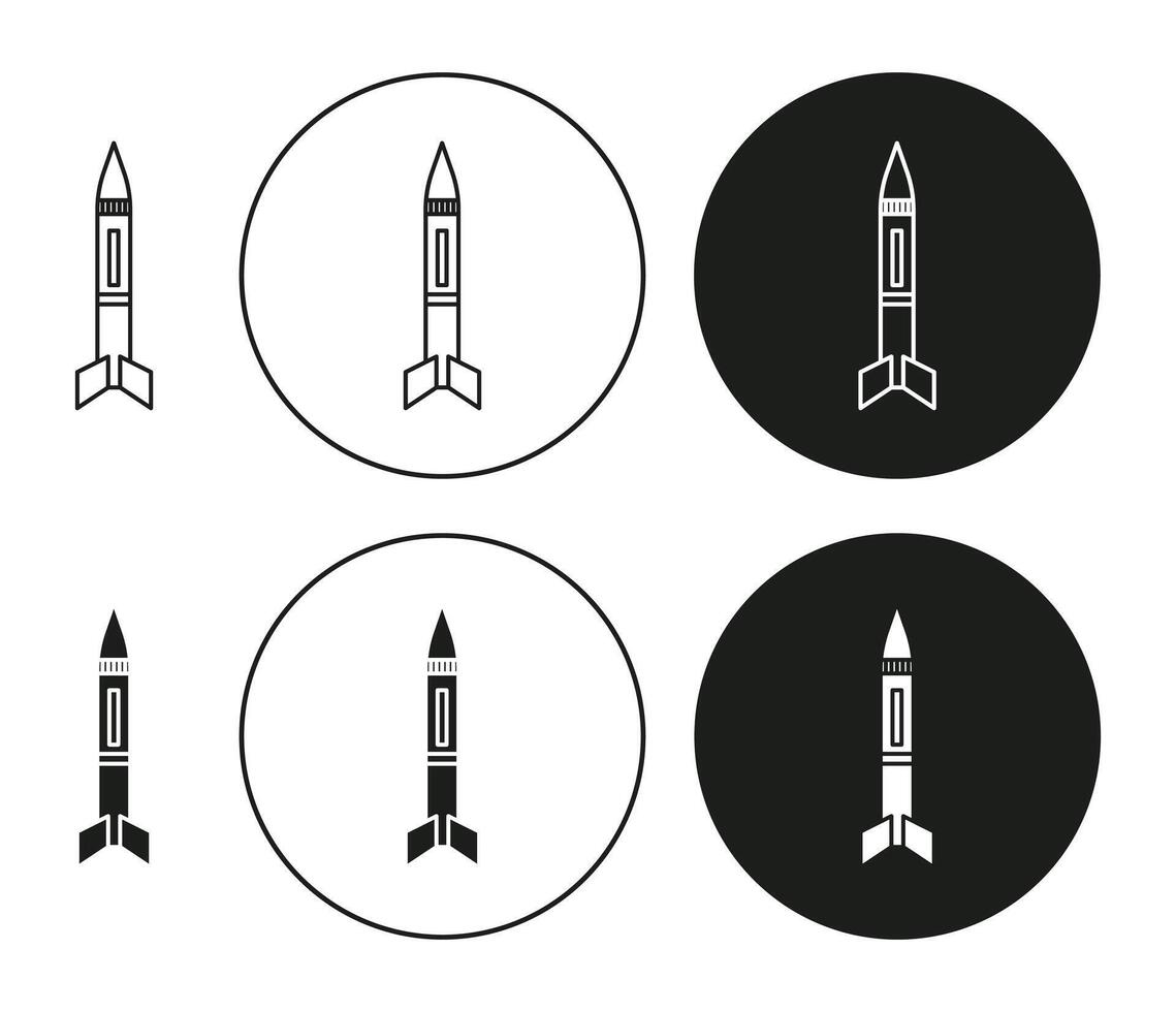 Missile linear thin line icon graphics. Missile set use for web ui or app vector