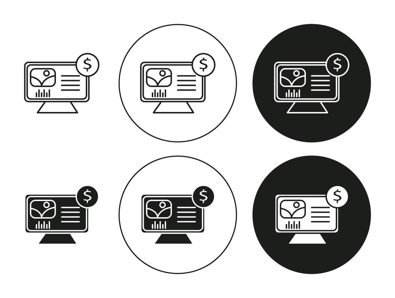 Native Advertising flat line icon collection. Native Advertising set in black and white color vector