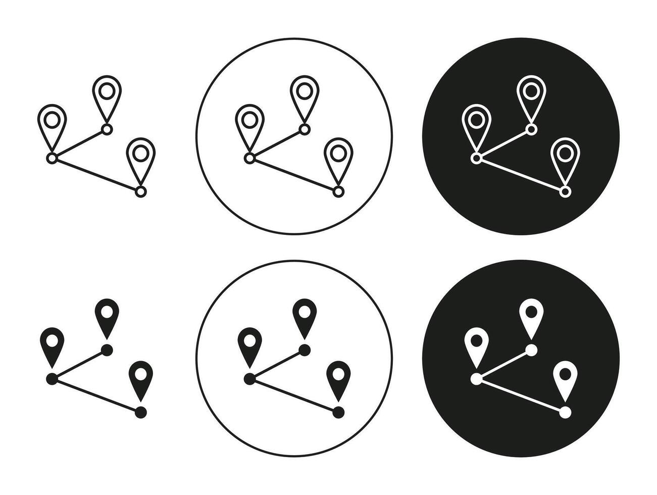 Location tracking Isolated on White Background set. Location tracking line art logo vector