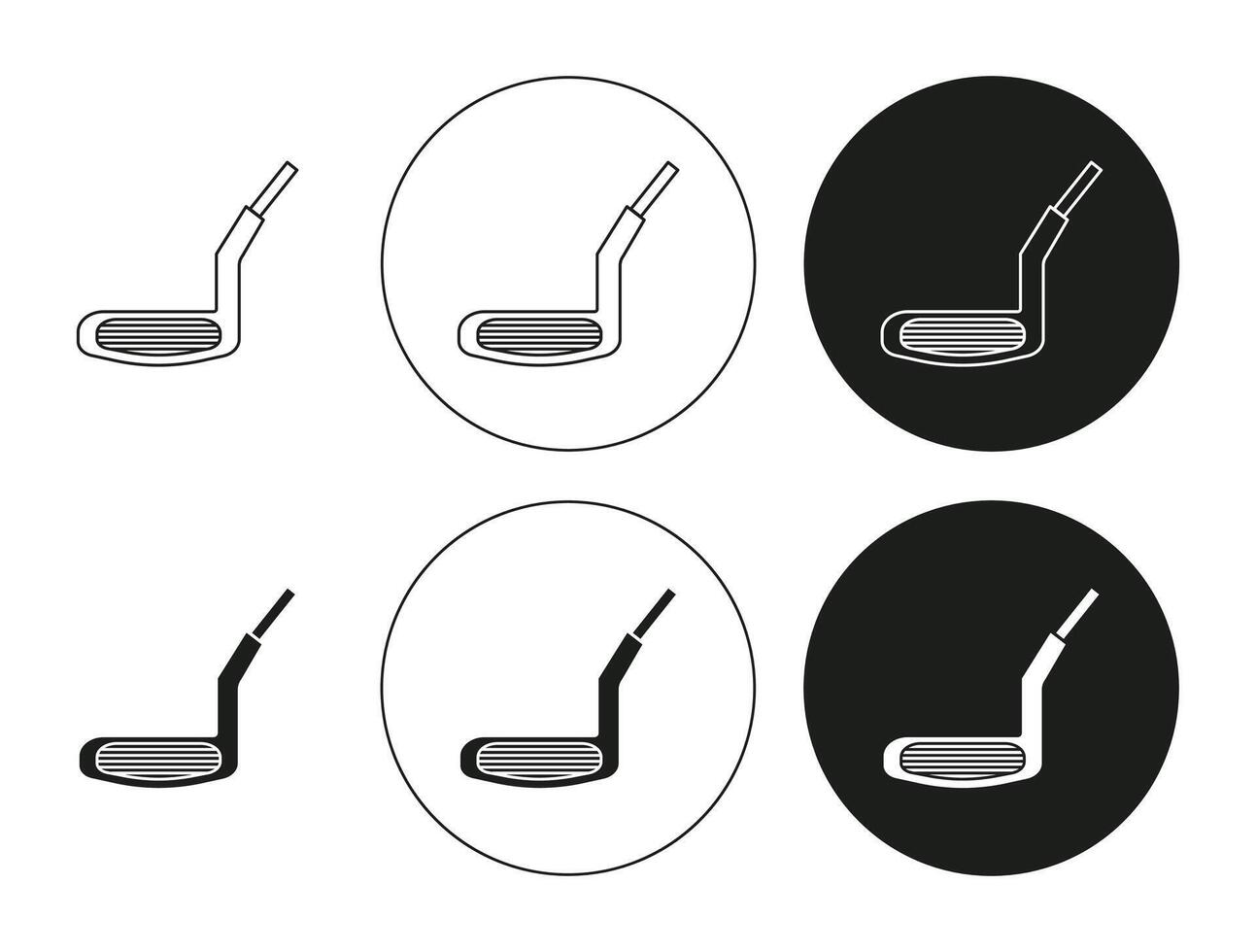 Putter line logo art icon mark. Putter outline drawing set vector