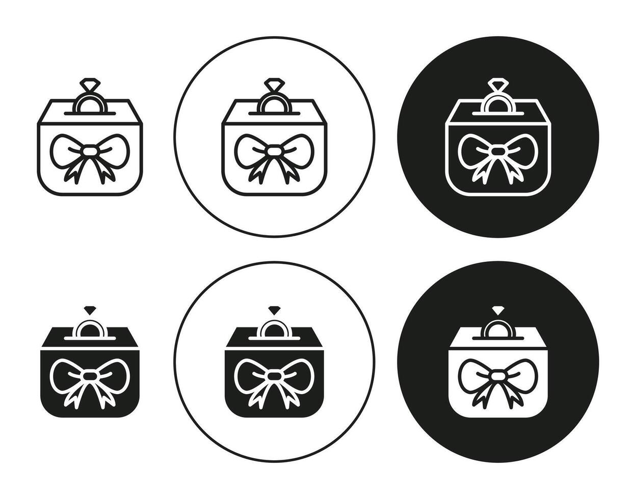 Ring box flat line icon set. Ring box Thin line illustration vector