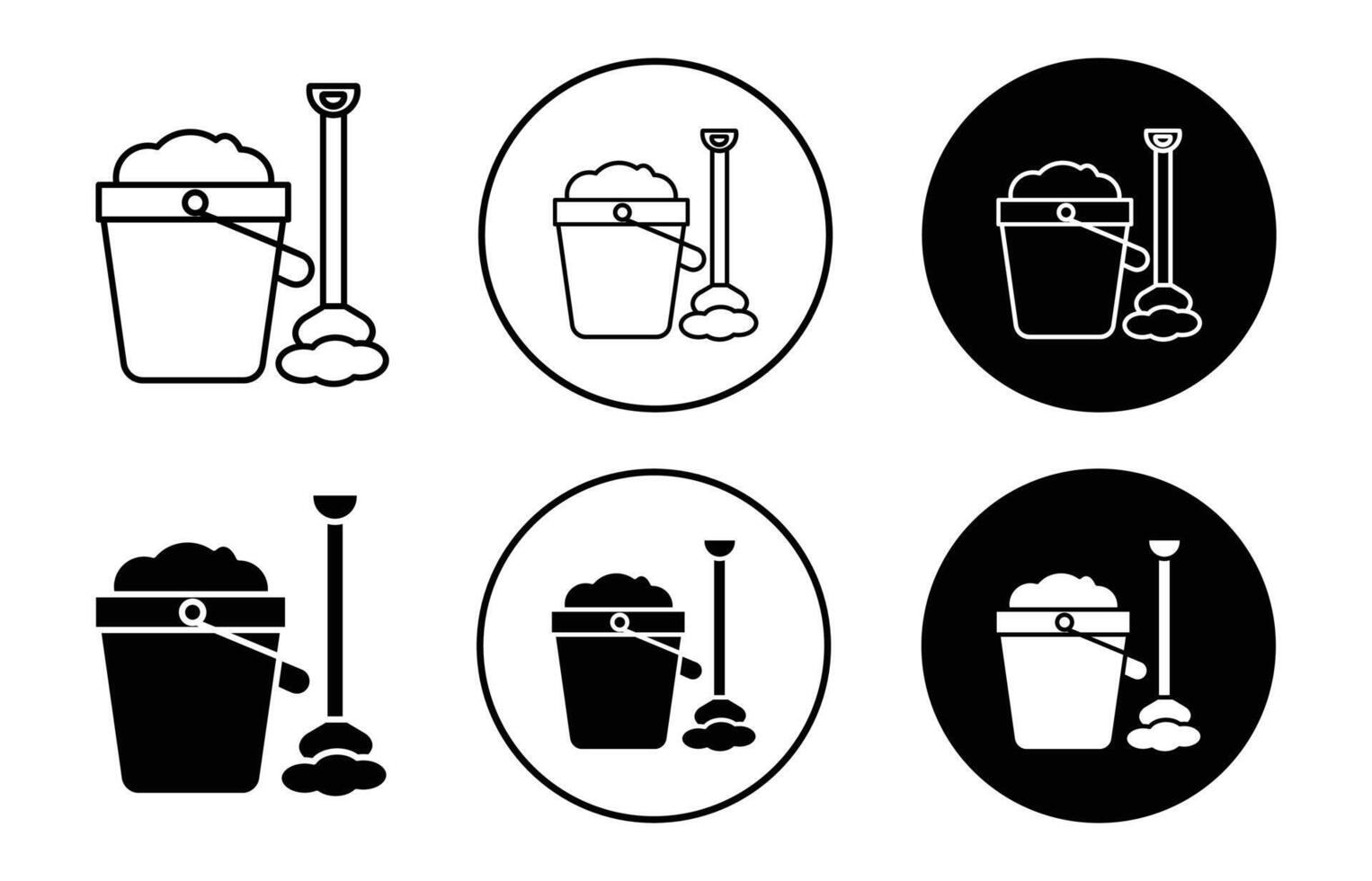 sand bucket simple icon collection set on white background color vector