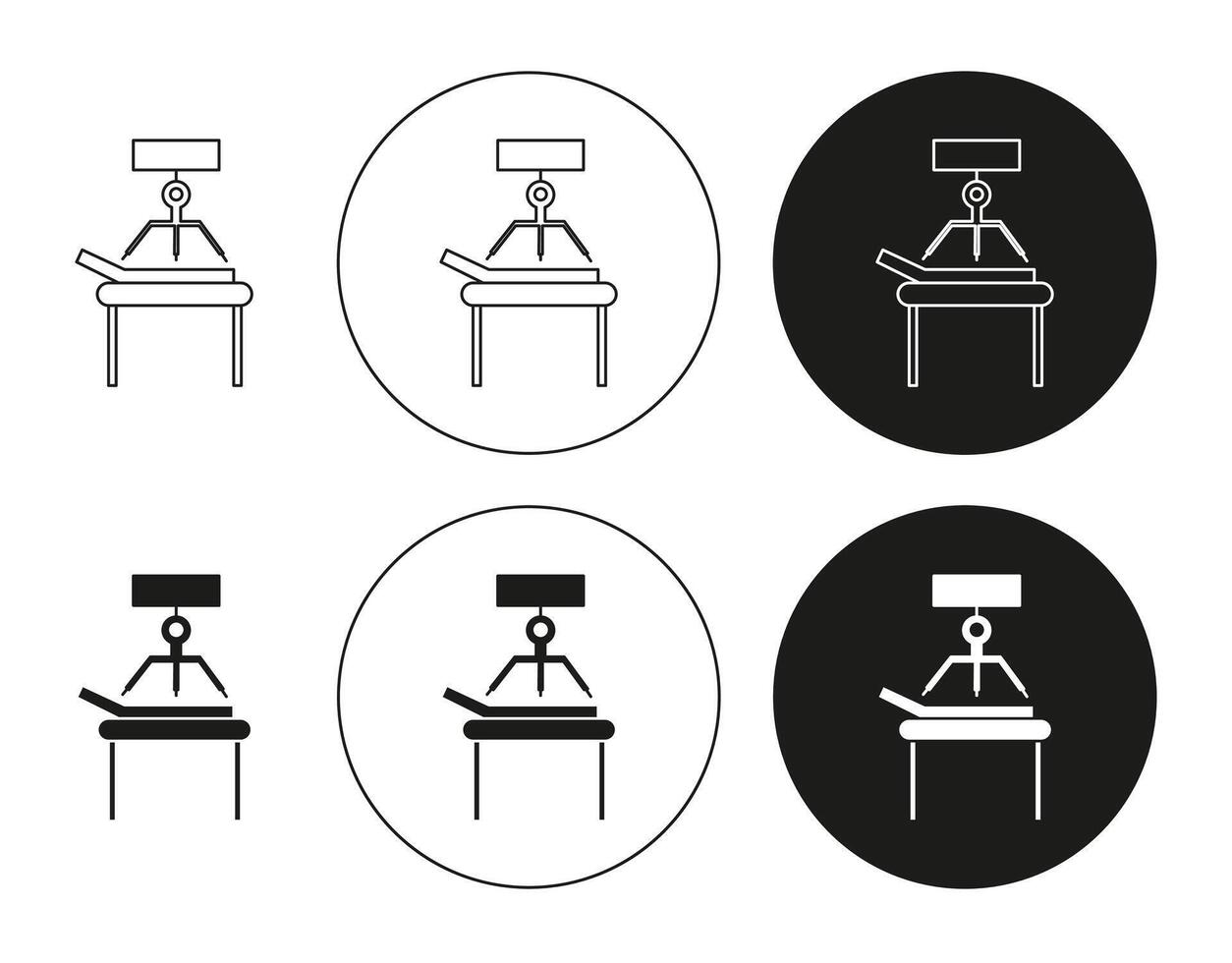 Robotic surgery icon set in thin line outline style. Robotic surgery linear sign vector