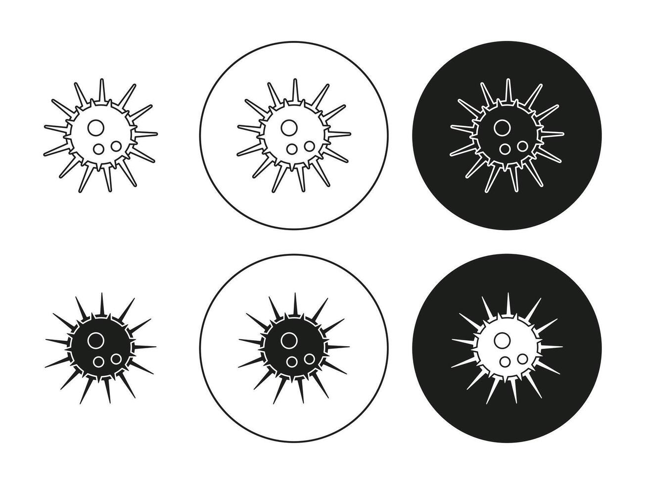 Sea urchin line logo art icon mark. Sea urchin outline drawing set vector