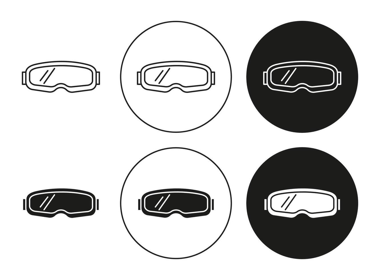 Ski goggles icon set in thin line outline style. Ski goggles linear sign vector