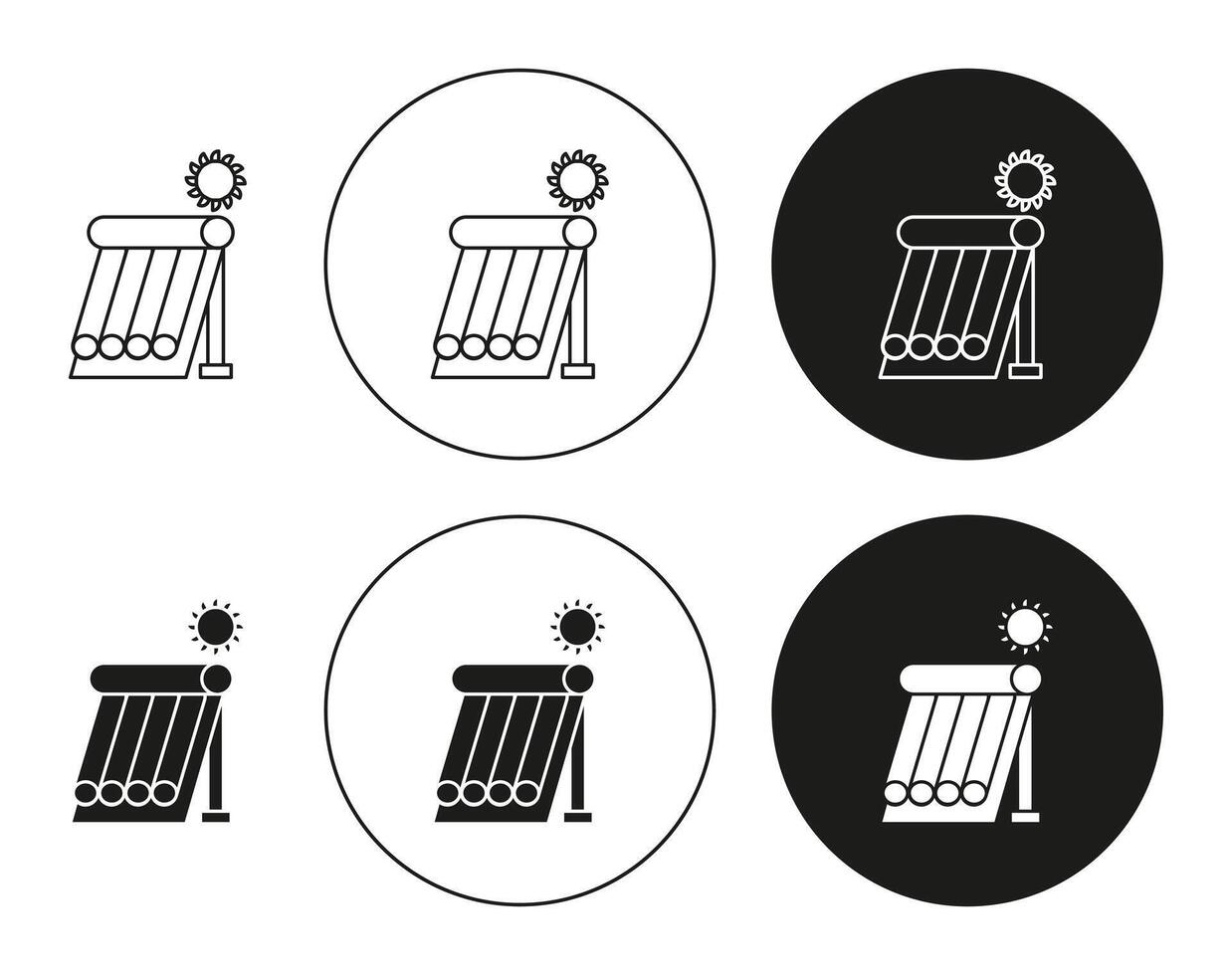 Solar Water Heater Outline Icon drawing set. Solar Water Heater for app web use vector