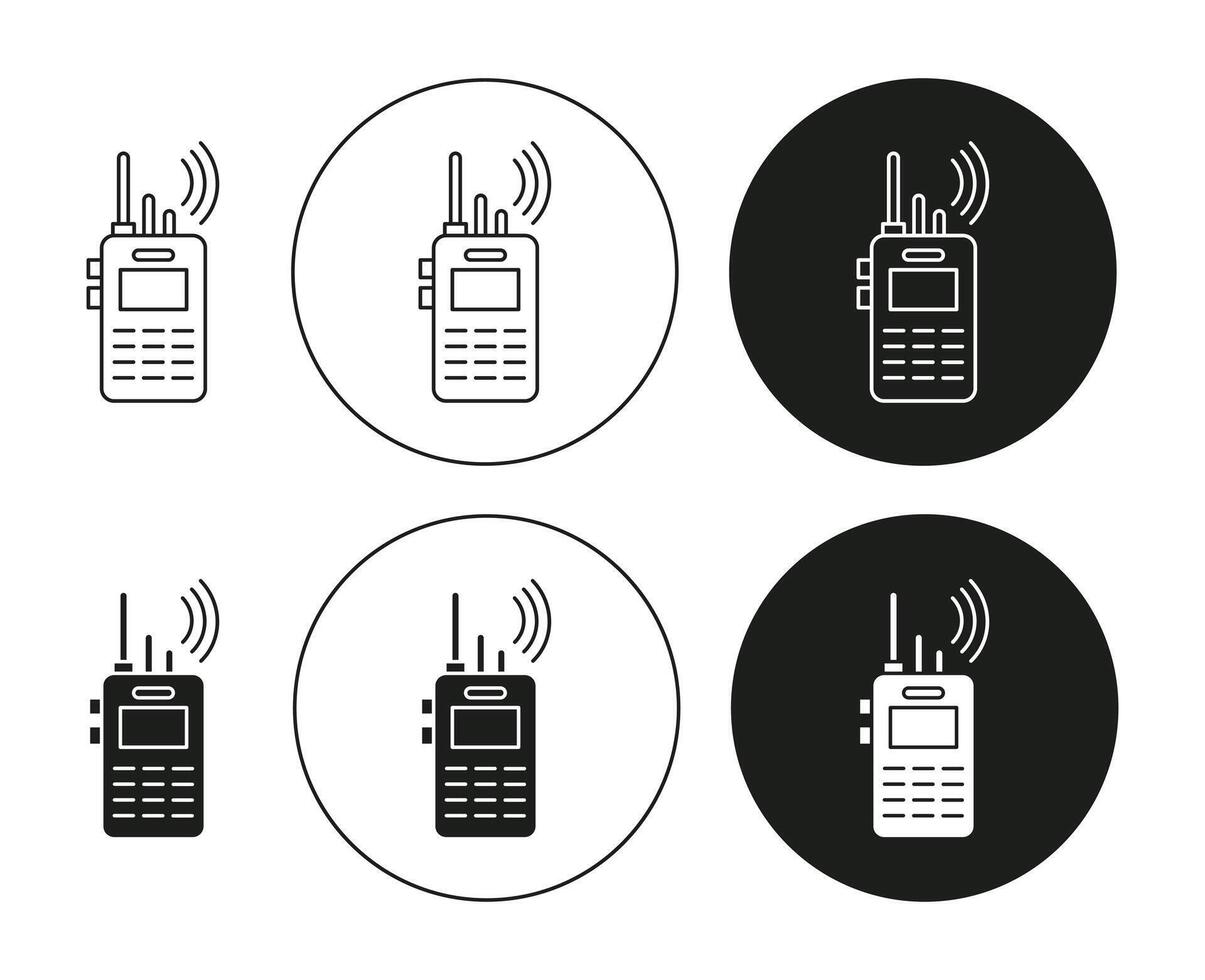 Walkie talkie Isolated on White Background set. Walkie talkie line art logo vector