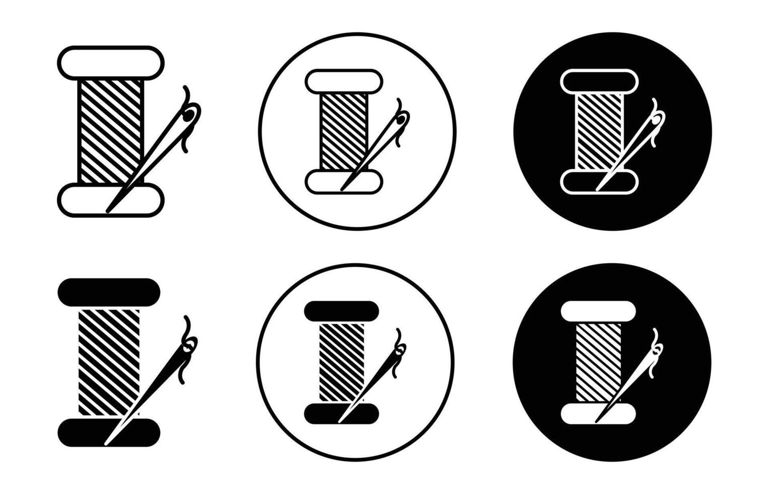 Spool of thread symbol icon sign collection in white and black vector