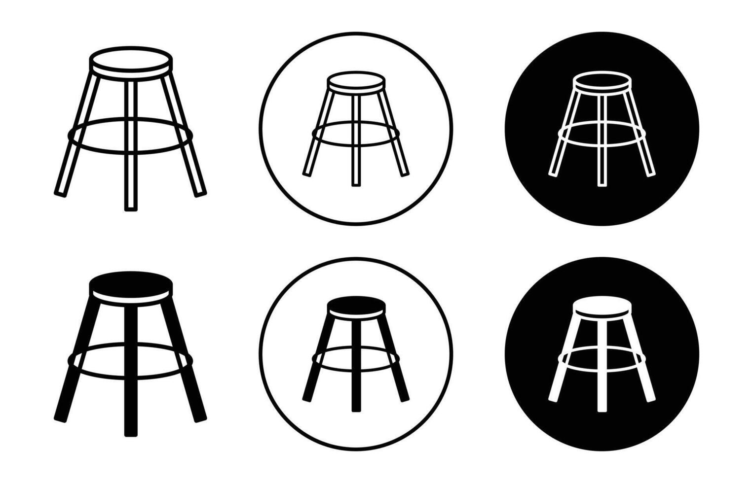 Stool simple icon collection set on white background color vector