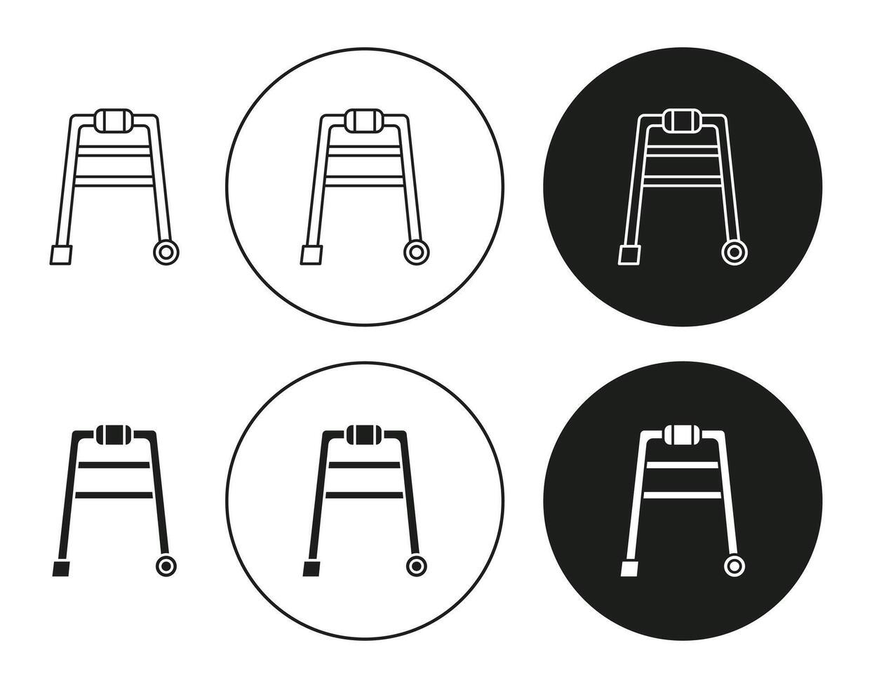 Walker line logo art icon mark. Walker outline drawing set vector