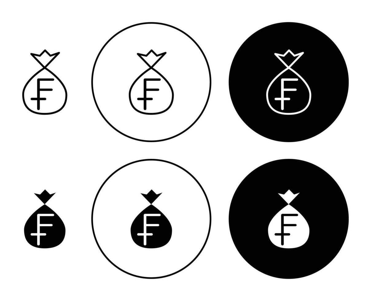 Swiss franc currency flat line icon set. Swiss franc currency Thin line illustration vector