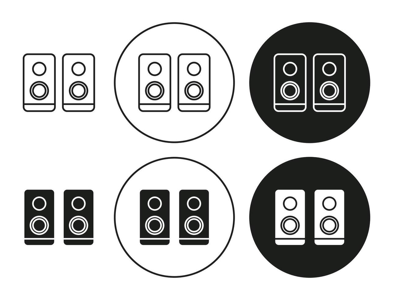 Two Stereo Speakers outlined icon contour line . Two Stereo Speakers flat and simple set design vector