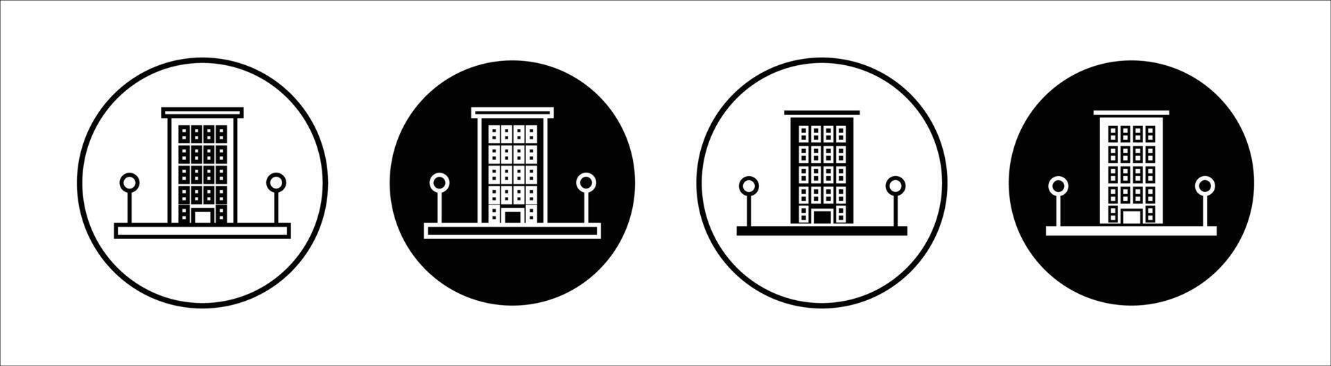 Building flat line icon set. Building Thin line illustration vector