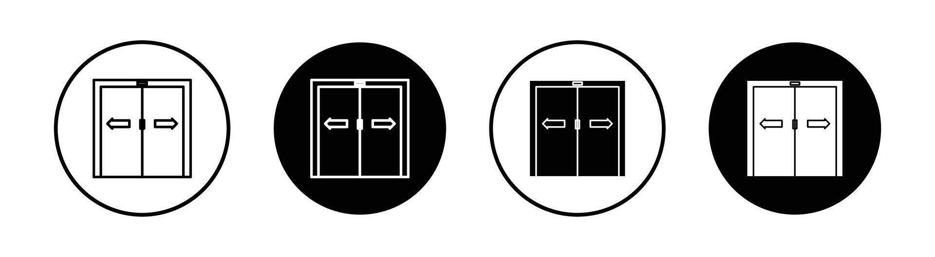 Automatic opening door flat line icon set. Automatic opening door Thin line illustration vector