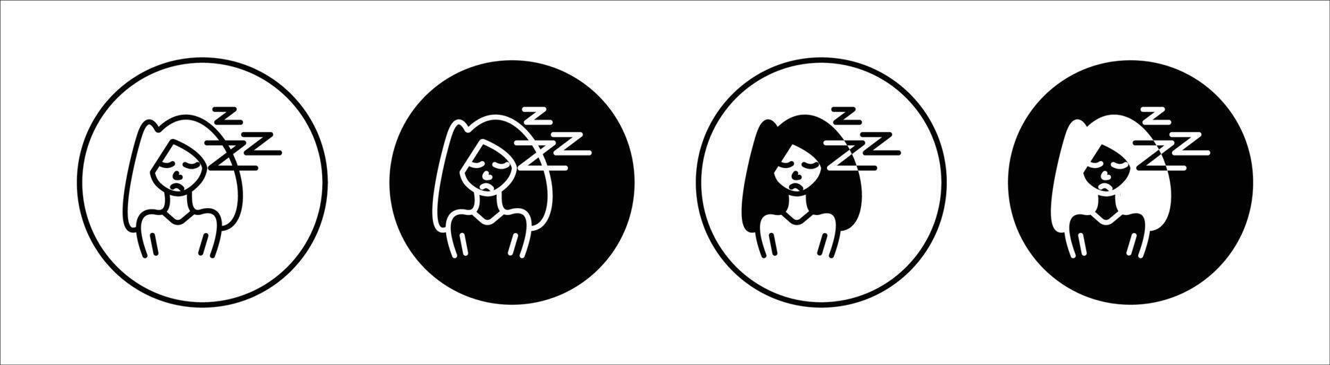 Cant fall asleep flat line icon set. Cant fall asleep Thin line illustration vector
