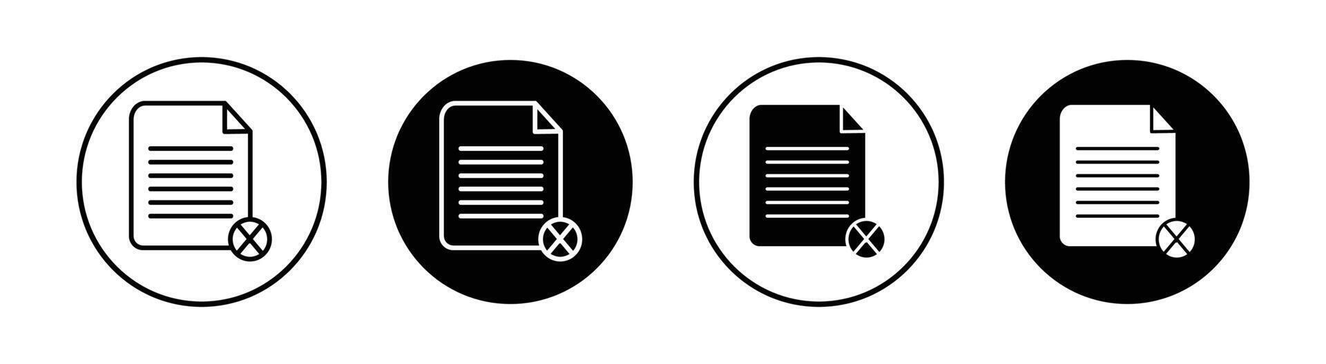 Cancel file icon mark in filled style vector