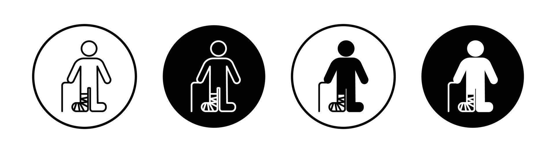 Broken leg in a plaster flat line icon set. Broken leg in a plaster Thin line illustration vector