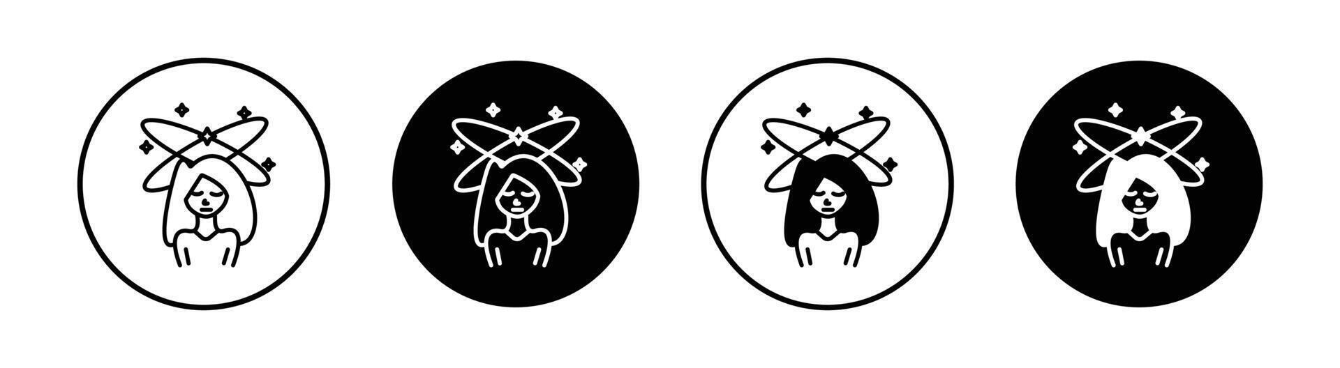 Dizziness flat line icon set. Dizziness Thin line illustration vector
